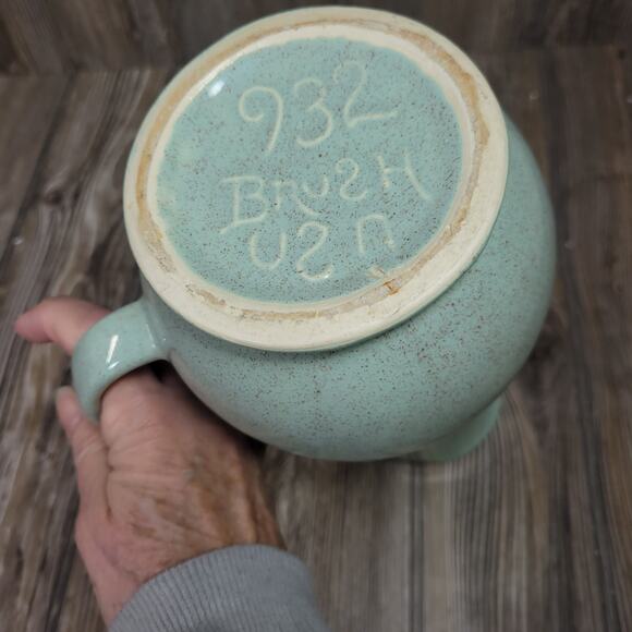 Vintage Pottery Pitcher, Sage Green Speckled Brown, Brush 932 USA - Picture 5 of 5